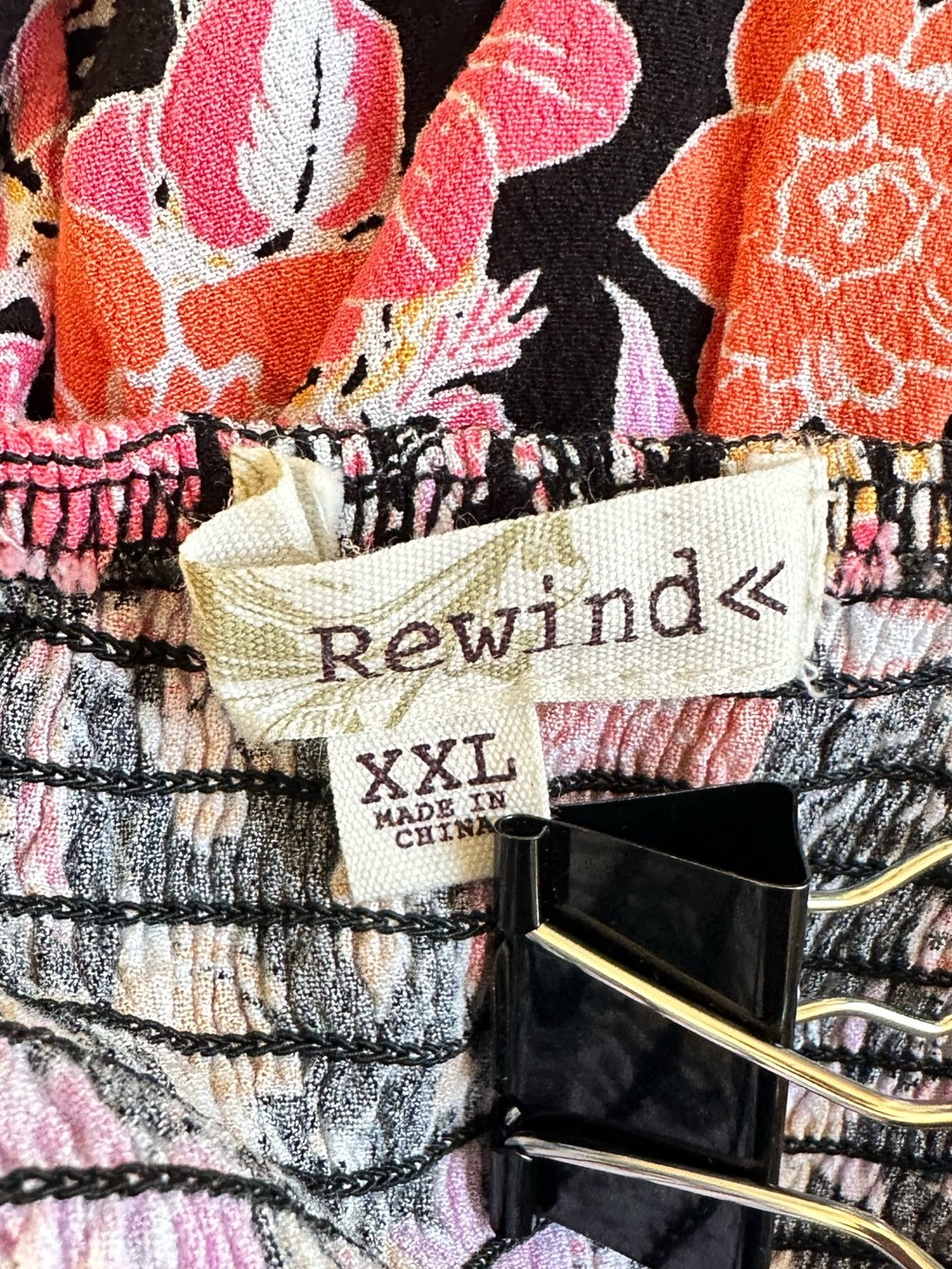 Rewind Black Floral Puff Sleeve Mini Dress Romantic Cottagecore XXL - Picture 5 of 5